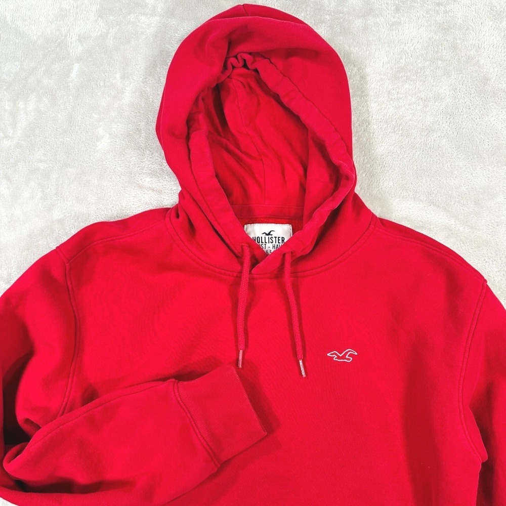Hollister Hoodie Mens Med Red Must-Have Collection Fleece Pullover Y2K Layer